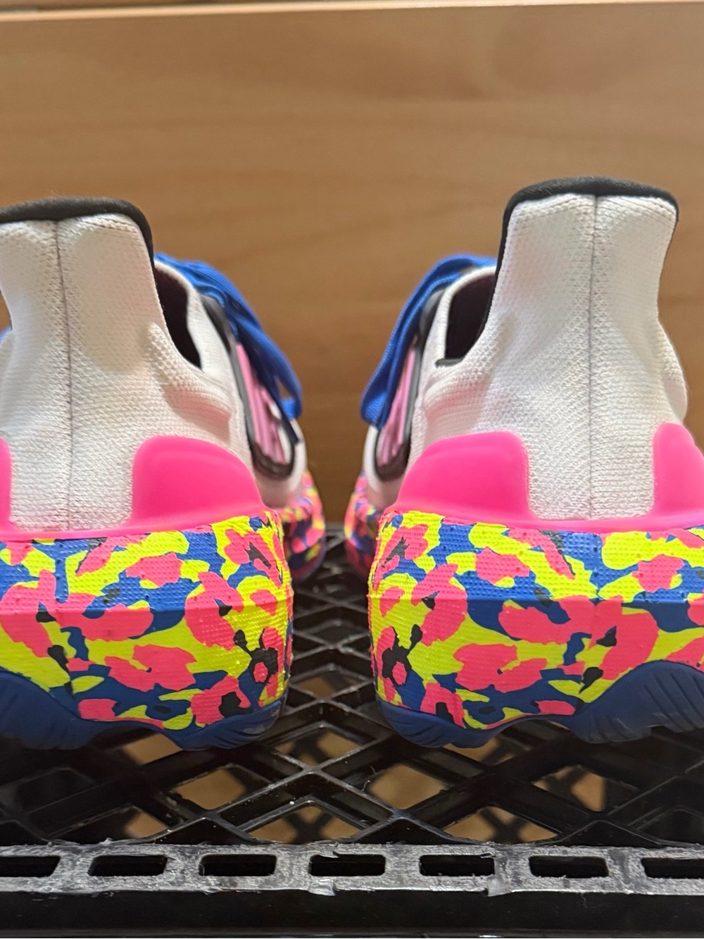Adidas Women's 2023 Ultraboost White Blue Pink Leopard-Print Running Shoes - Picture 4 of 6